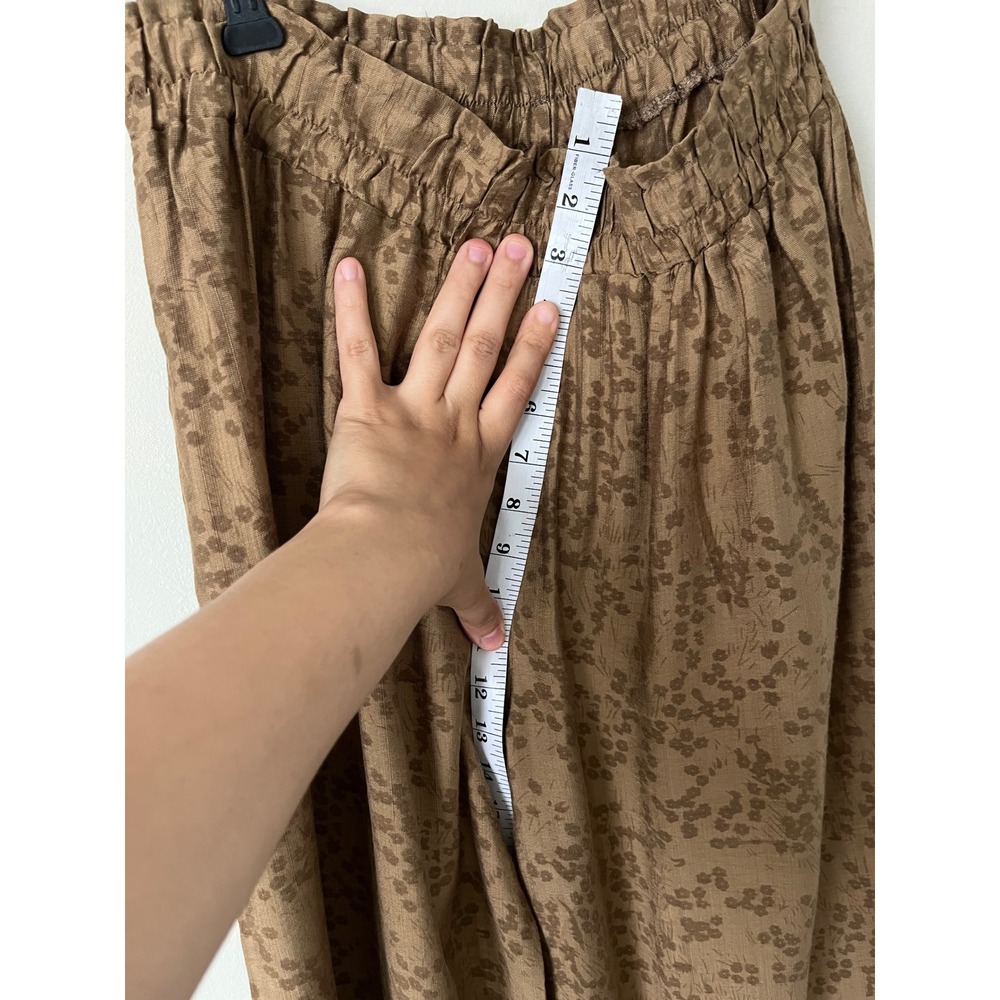 Khazorasp Diamond Brown Floral Jacquard Wide Leg Elastic Waist Pants Size L - Picture 6 of 9